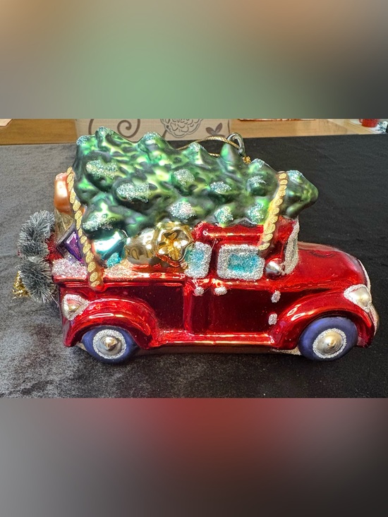Other - Vintage Christmas Delivery Truck Glass Ornament